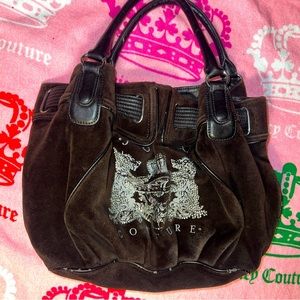 Vintage Black Juicy Couture Bag Purse Handbag Satchel Scottie Dog Velour Y2K